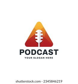Letra A Ilustración del icono del vector del logotipo de gradiente de podcast