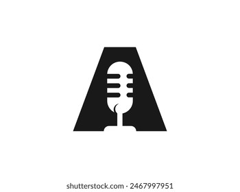 Letter A and podcast logo design concept with simple and modern styles.