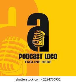 Letter A Podcast Logo Design Template Inspiration, Vector Illustration.