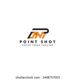 Letter "Point" Logo, Concept Letter "POINT" + Icon Gun + Missile. Point Shot Logo Design.
