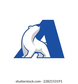 Letter A with polar bear logo icon design template elements. Vector sign