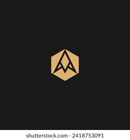 letra Una línea geométrica de polígono logotipo vector símbolo gráfico ilustración de diseño idea creativa,
