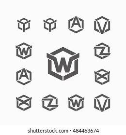Letter in polygon logo design