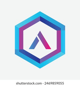 LETTER A POLYGON LOGO DESIGN CONCEPT BRANDING