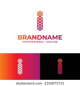 Logotipo de la letra I del polígono, adecuado para negocios relacionados con el polígono con I inicial.