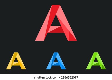Letter A Polygonal Logo Vector Illustration. low poly, geometric design