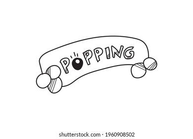 letter popping design Boba drink lineart style color black