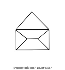 Letter post office. Paper mail. Envelope colourful icon isolated on white background. Outline sketch. Message, address, blank. 