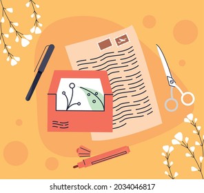 letter and postal tools set icons