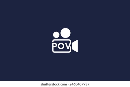 letter pov with film camera logo icon design vector design template inspiration