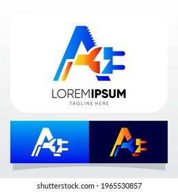 Letra A Power Jack Electric Lightning Logo Design Vector Gráfico 


