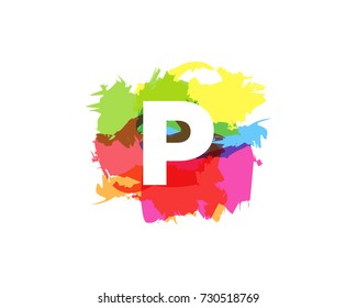 Letter PP Colorful Paint Stroke Icon Logo Design Element