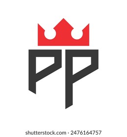 Letter PP Crown Logo. Crown on Letter PP Logo Design Template