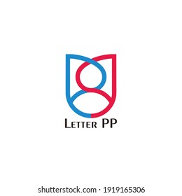 letter pp linked colorful flower flat design symbol vector