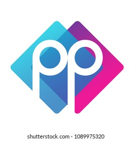 Letter PP logo with colorful geometric shape, letter combination logo design for creative industry, web, business and company.