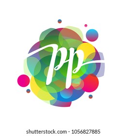 Letter PP logo with colorful splash background, letter combination logo design for creative industry, web, business and company.