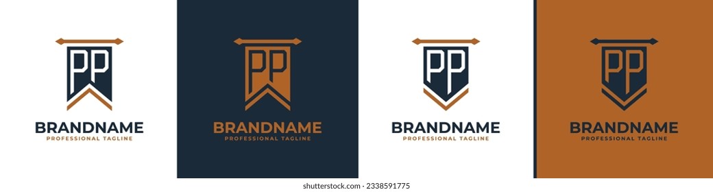 Letter PP Pennant Flag Logo Set, Represent Victory. Suitable for any business with P or PP initials.