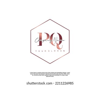Letter PQ Initial handwriting logo with signature and hand drawn style.
