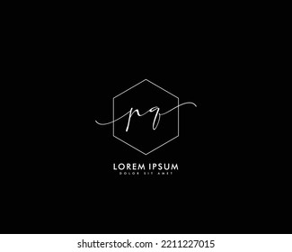 Letter PQ Initial handwriting logo with signature and hand drawn style.