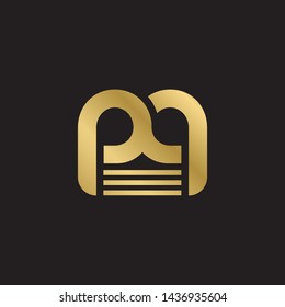 Letter pq linked lowercase logo design template elements. Gold letter Isolated on black  background. Suitable for business, consulting group company.