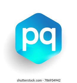 Letter PQ logo in hexagon shape and colorful background, letter combination logo design for business and company identity.
