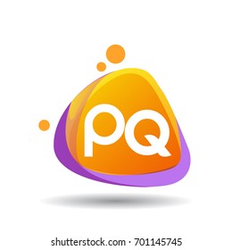Letter PQ logo in triangle splash and colorful background, letter combination logo design for creative industry, web, business and company.
