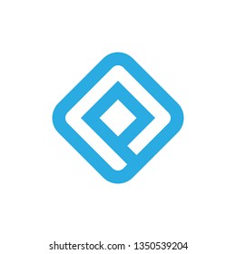 letter pq square geometric simple line logo vector