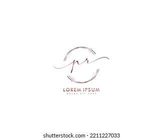 Letter PR Initial handwriting logo with signature and hand drawn style.