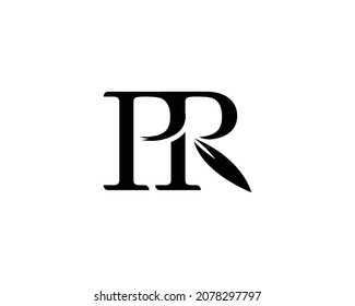 Letter PR initials logo in plant style