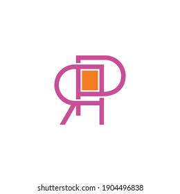 letter PR linked square frame geometric logo vector