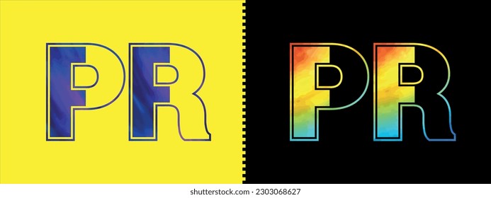 Plantilla vectorial de diseño de logotipo PR de carta. Moderno y creativo logotipo de lujo para la identidad empresarial