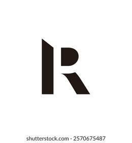 letter pr negative space simple geometric logo vector 