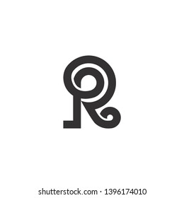 letter pr overlapping curves line logo vector