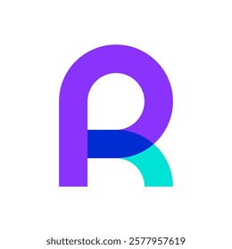 Letter PR or RP modern overlapping color logo design