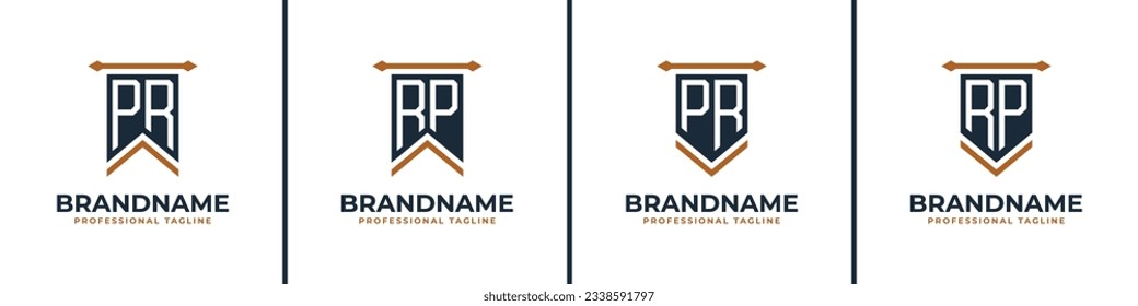 Letter PR and RP Pennant Flag Logo Set, Represent Victory. Suitable for any business with PR or RP initials.