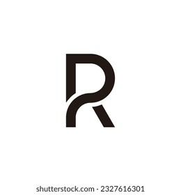 letter pr simple curve clean geometric logo vector 