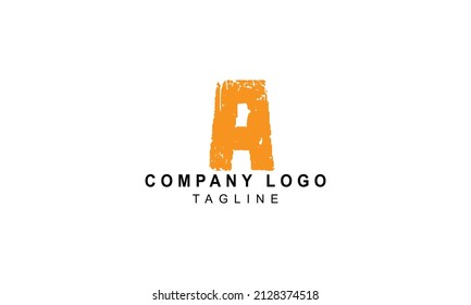 Letter A premium logo design with brush texture on it.