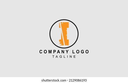 Letter I premium logo design with brush texture on it and circle outline.