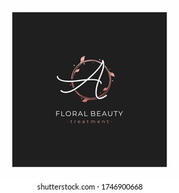 Letter A Premium Vector of Round Floral Frame Element
