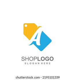 Letter A with price tag logo concept