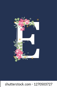 Letter print, Flower vector, Letter design, Initial poster, Letter vector, Floral art