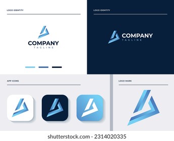 Abstrakter Anfangsbuchstabe Ein Logo Design Template Elements. Einfach in verschiedenen Medien zu verwenden. Die Marke selbst wird gut aussehen wie Social Media Avatar und Website oder mobile Icon.