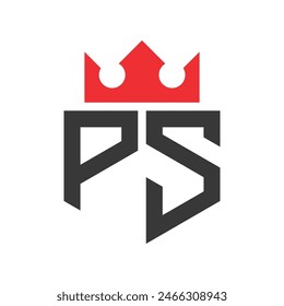 Letter PS Crown Logo. Crown on Letter PS Logo Design Template