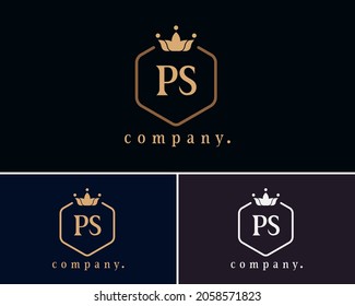 Letter PS crown monogram. Elegant logo and creative typography. The graceful vintage emblem for book design, brand name, business card, restaurant, boutique, hotel, cafe, badge, label. Vector symbol.