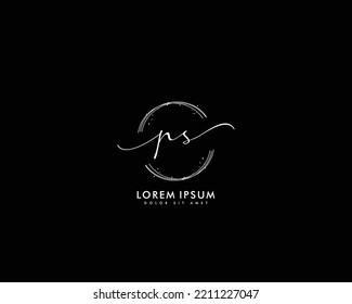 Letra PS logotipo de escritura manual inicial con firma y estilo dibujado a mano.
