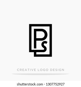 Letter ps initial logo, square design for Corporate Business Identity, Alphabet letter vector illustration