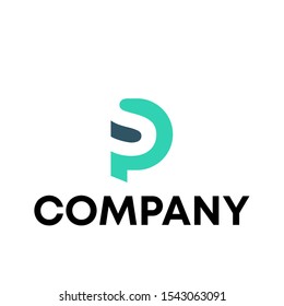 letter ps initial shape vector logo