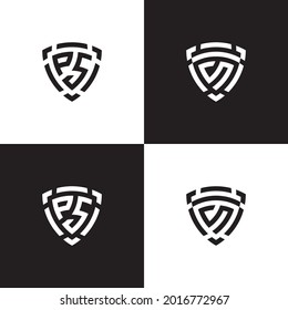 letter ps logo design with combination shield