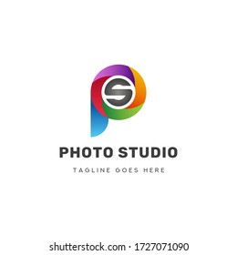 Letter PS Photo Studio Logo Vector Icon Template