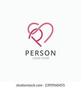 Letter PS or SP heart shape logo. Monogram icon vector illustration